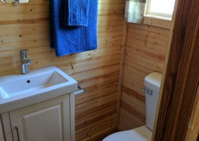 New River Tiny House hotel first floor full bathroom of tiny house