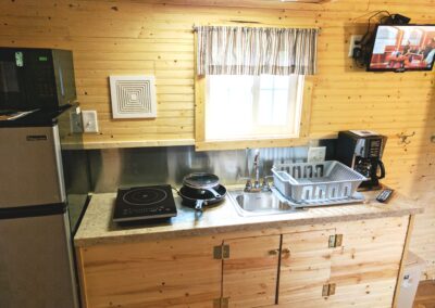 New River Tiny House hotel first floor kitchenette of tiny house